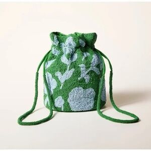 Kate Spade beaded bag Drawstring Bucket purse x Target Green/Blue classic rose